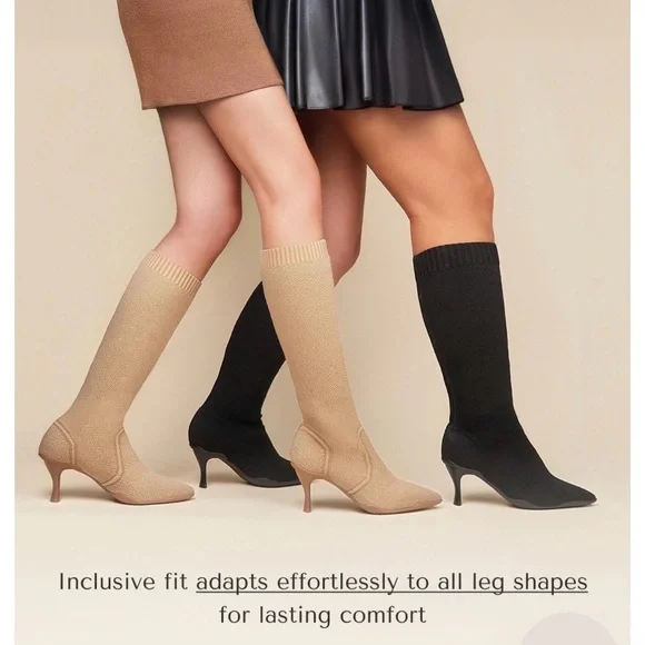 Cosy Island Black Knee-High Boots | Kitten Heel | Waterproof - Picture 4 of 9